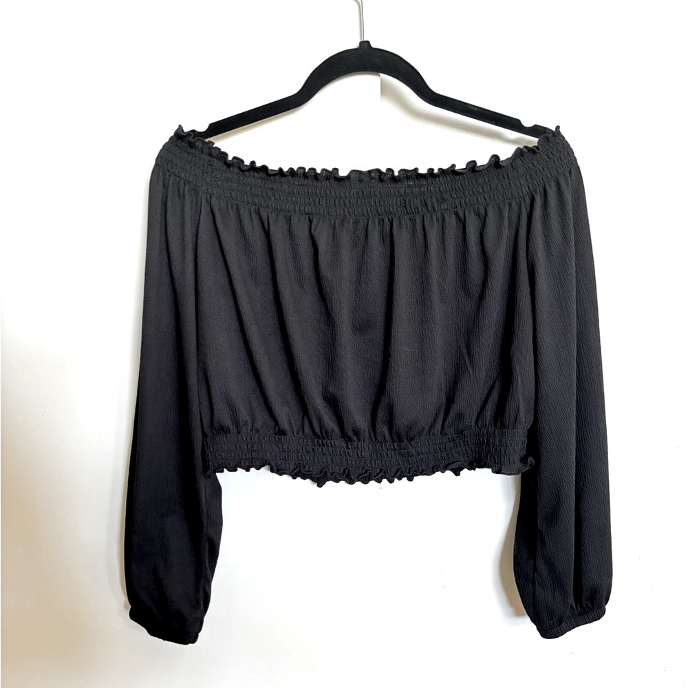H&M Black Peasant Top